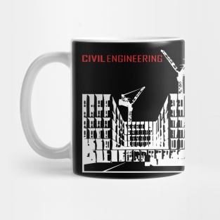 civil engineering, buildings, crane, drafter, text Mug